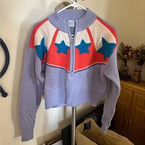 Women's Star Pattern Sweater - Purple and Red